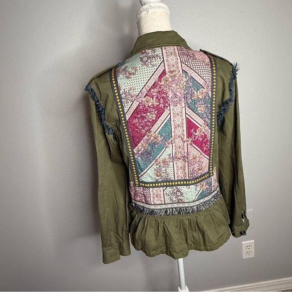 MATILDA JANE Jacket Moments with You Size S Army Green Pockets Patchwork - Picture 1 of 9
